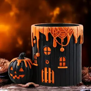 Halloween Candy Jar, Creative Halloween Pumpkin House Resin Planter, Halloween Decorations, Indoor Outdoor Halloween Decor