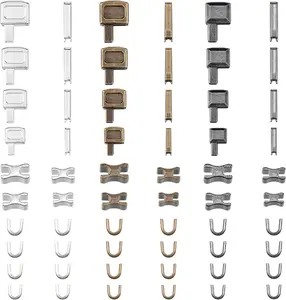 60 Pieces Metal Zipper Insertion Pin Zipper Repair Kit Latch Slider Retainer for Jackets Coats DIY Sewing Replacement, Size of 3/5/8/10