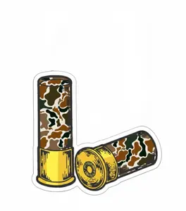 Camo Shotgun Shells Duck Sticker Window Bumper Hunting Decal Weather Resistant Vinyl 4 Sizes 2x2 3x3 4x4 6x6 Tactical Bigfoot Warrior Sticker