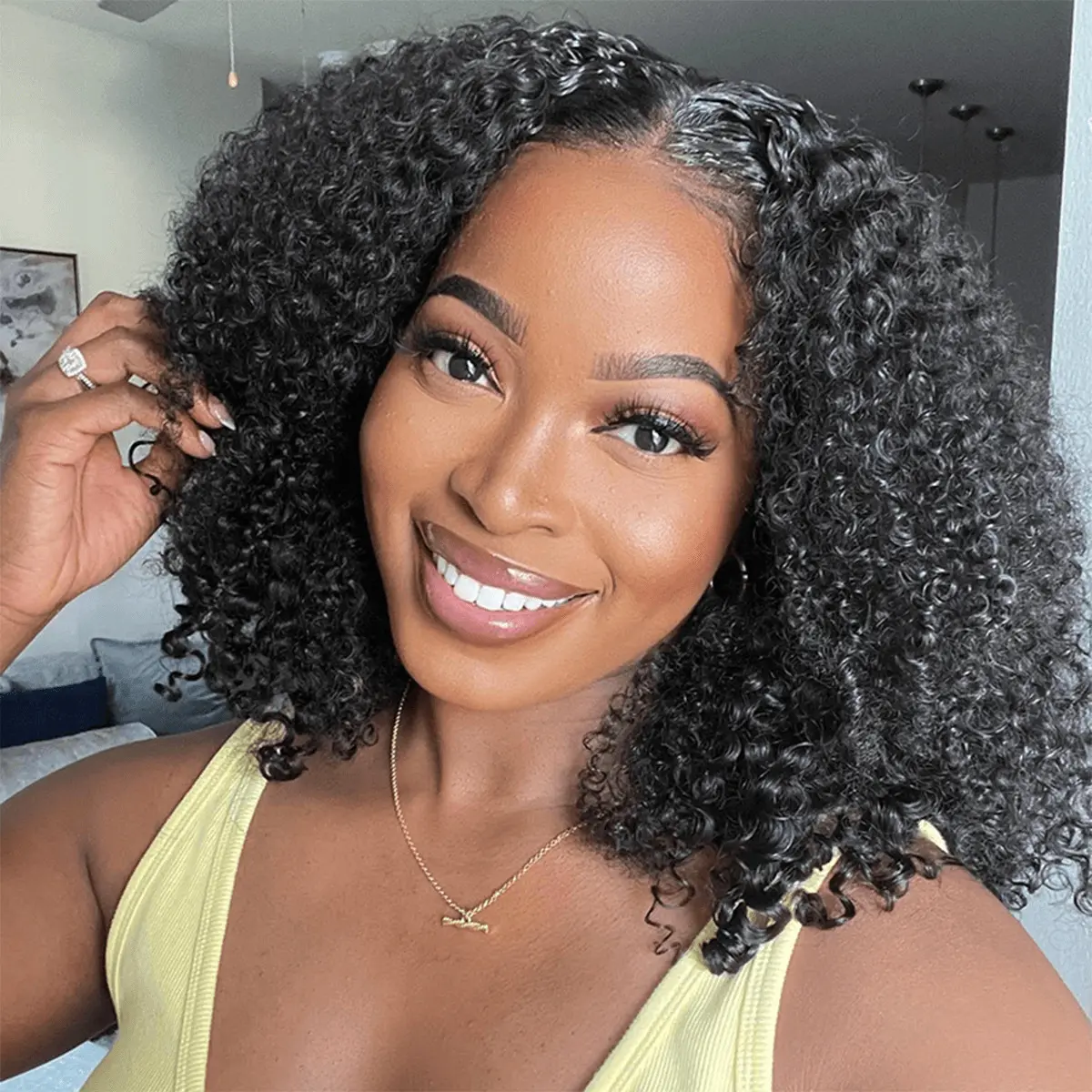 Karlami Hair 5x5 Curly Bob Wig Human Hari Wear And Go Glueless Human Hair Wig 10A Short Bob Wig Pre Plucked Pre Cut HD Lace Real Bleached Tiny Knots