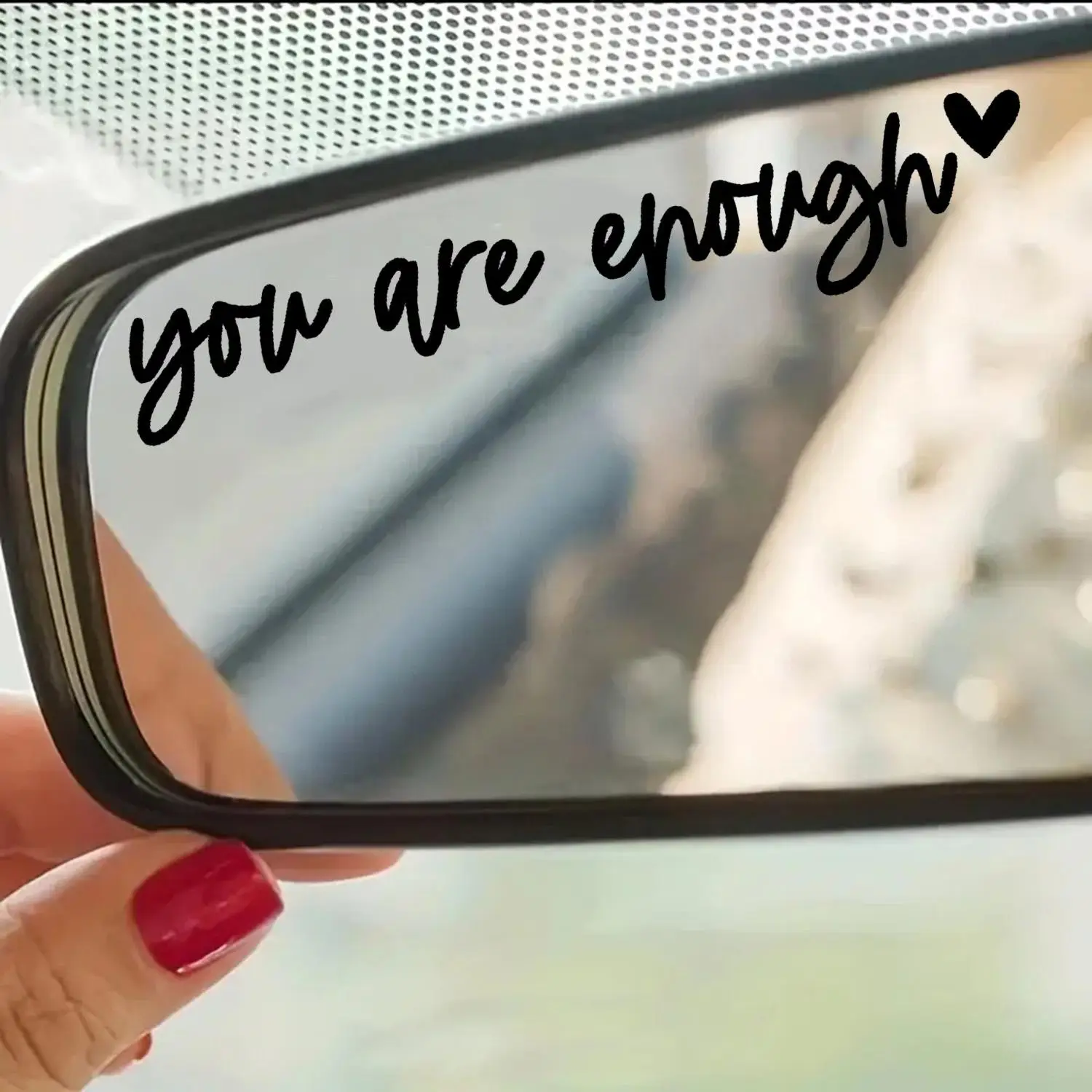 Car Rearview Mirror You Are Enough Sticker, Rearview Mirror Decal Sticker for Cars, Reflective Stickers, Car Accessories, Decals for Truck, Automotive