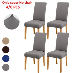 4/6 Piece Milk Silk Elastic Chair Covers, Stretch Fit, Durable Design, Ideal for Cafes and Restaurants, Comfortable and Stylish, Stretch Chair Slipcovers