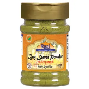 Rani Bay Leaf (Leaves) Powder 2.4oz (70g) PET Jar, All Natural ~ Gluten Friendly | NON-GMO | Vegan | Indian Origin (Tej Patta)