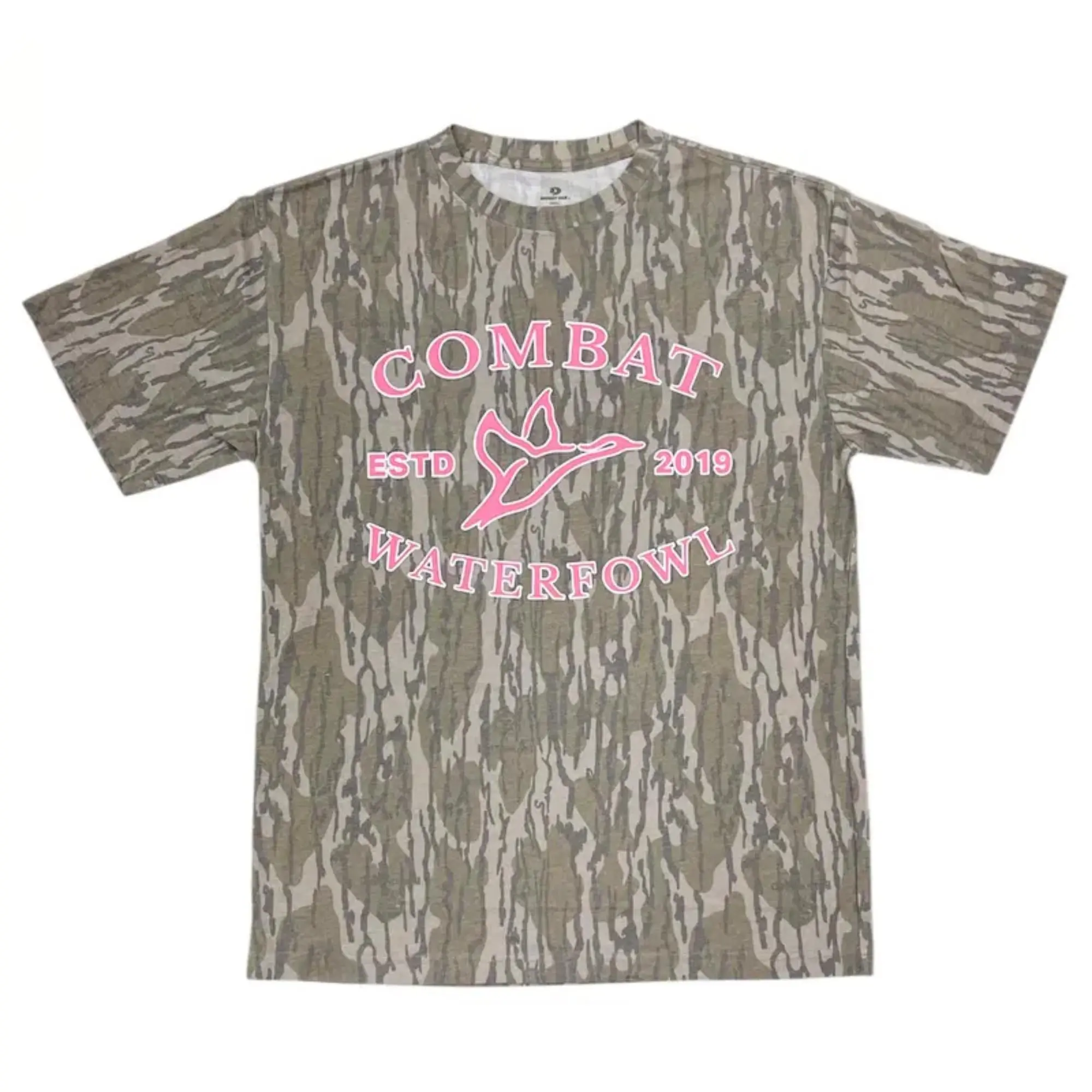 Mossy Oak Bottomland Pink Combat Waterfowl Camo Tee for Women Hunting Camo T-Shirt, Soft Cotton Breathable, Hiking Camping Outdoor Shirt, Streetwear, Gift for her