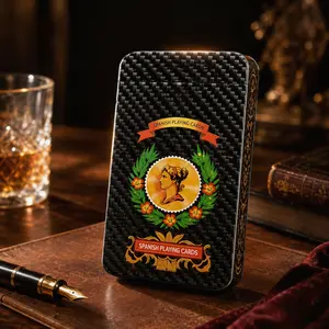Waterproof Spanish Playing Cards - Authentic Black Plastico Baraja Española Cartas, Ideal for Card Games Briscas and Mus (Puerto Rico & Mexican Design)