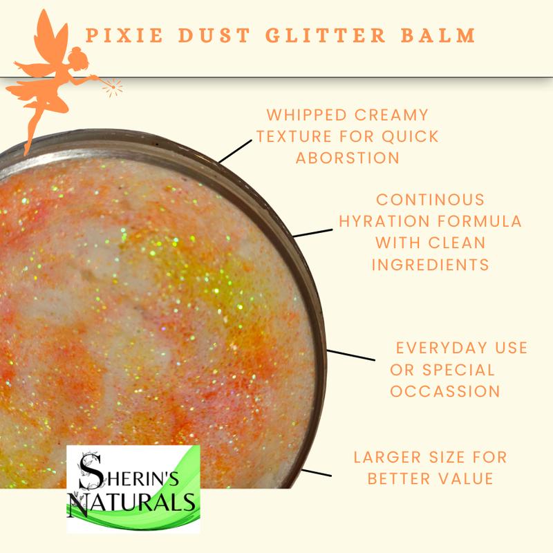 Sherin's Naturals Pixie Dust Glitter Balm  - A blend of 5 vegan moisturizers for deep long-lasting hydration with all natural botanical scent
