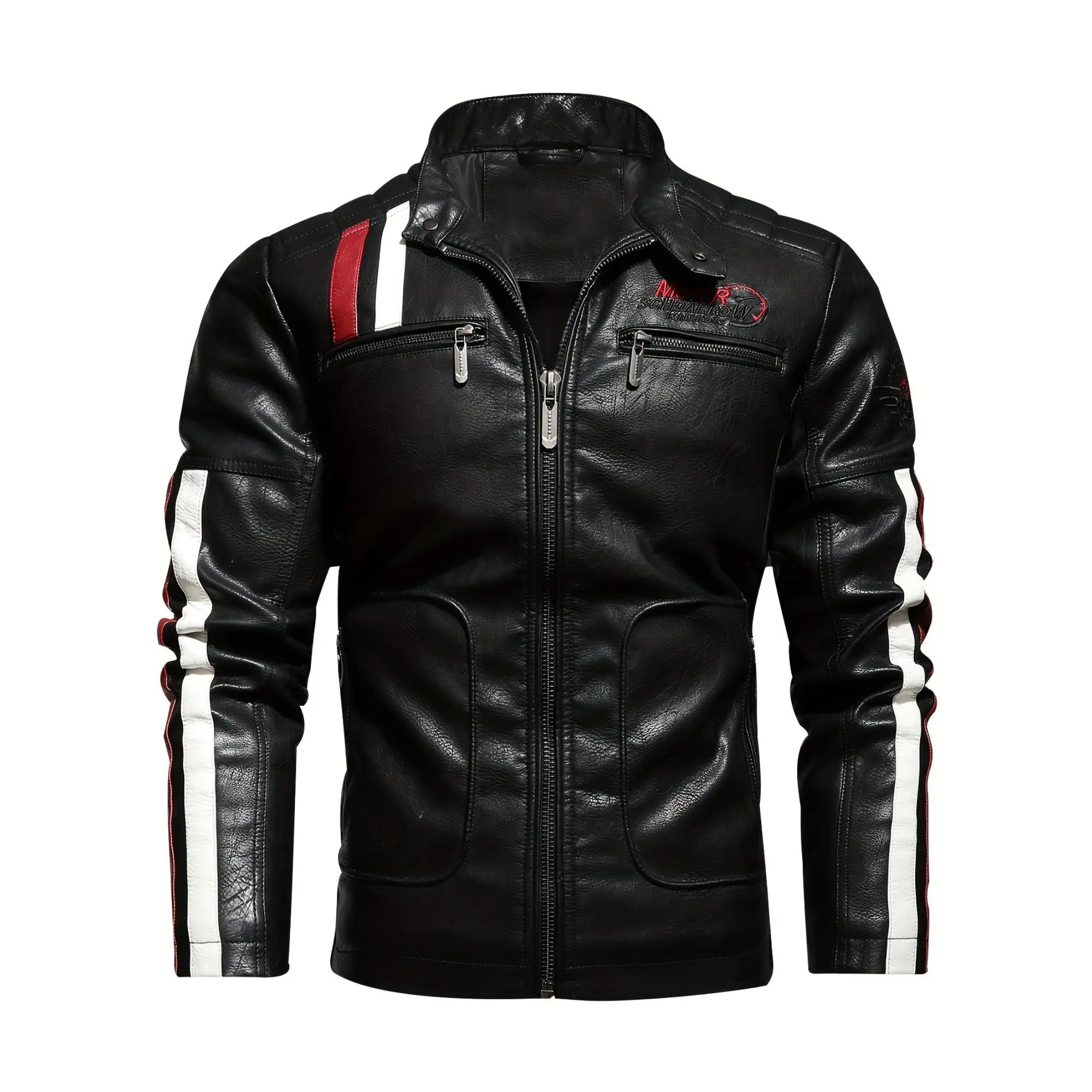 Men's Washed PU Leather Cycling Jacket - Menswear Longsleeves Tops, Lapel Zip-Up Cycling Gear Outerwear with Ride-Ready Zipper Pockets for Male Outdoor Sports
