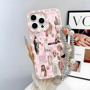 God Jesus Virgin Mary Pattern Bling Glitter Phone Case with Sparkle Diamond,Airbag Anti-Fall Crystal Cover for iPhone 16 15 14 13 12 Pro Max Plus Girl