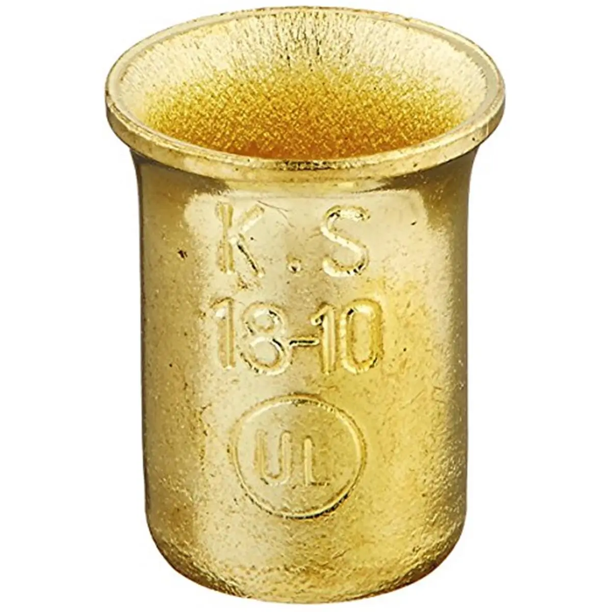 212 MAIN Brass-Plated UL-Listed Steel Crimp Sleeve - 18-10 AWG, 0.2 lbs, 13/64" Internal Diameter, Easy Installation, 100-Count Reclosable Clamshell Pack for Water Sports, Permanent Circuit Wiring, Lighting Fixtures, Secure Joints, Steel Sleeve, Internal,