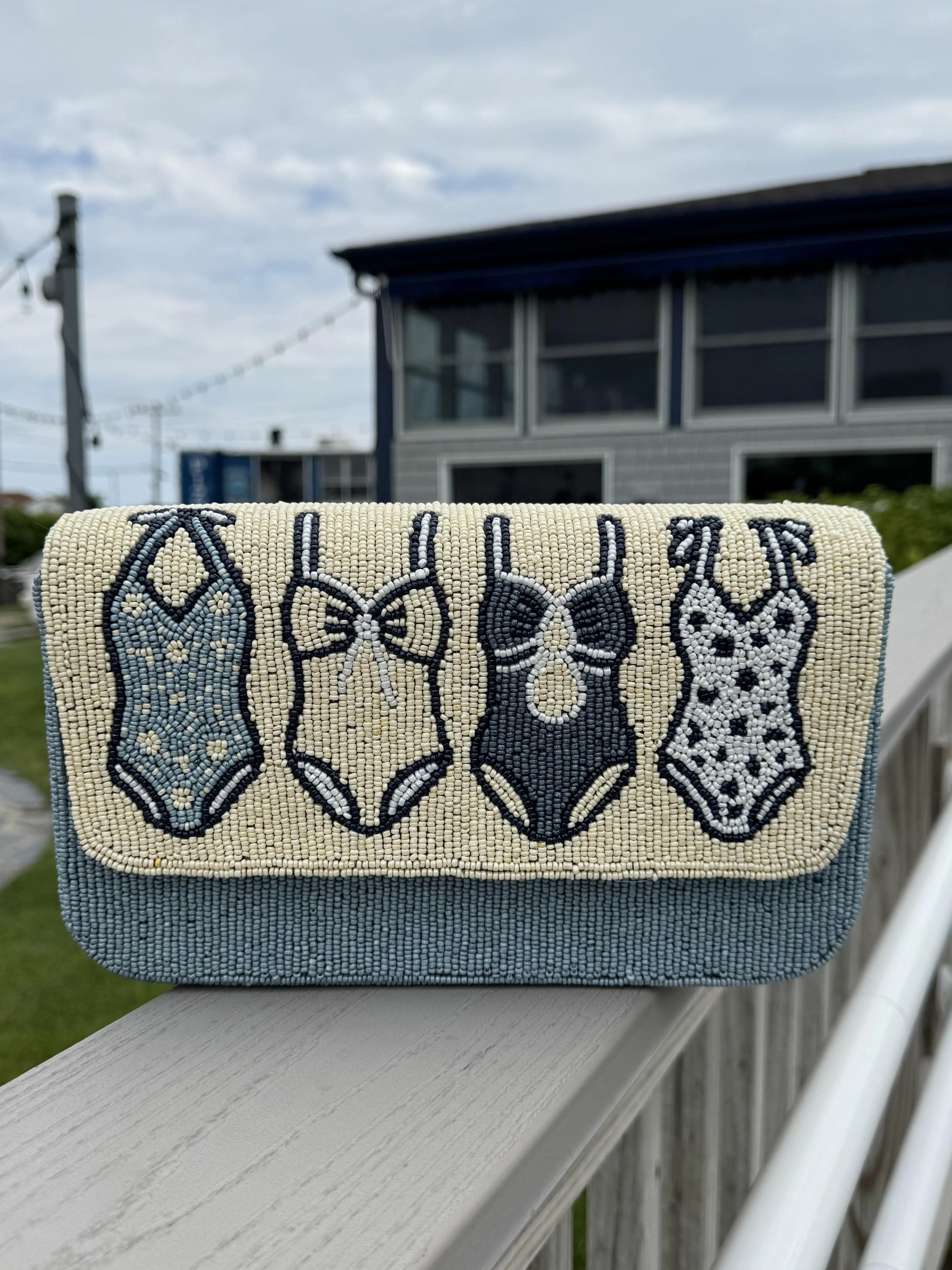 Blue Bathing Suit Bag | Handmade Beaded Bag