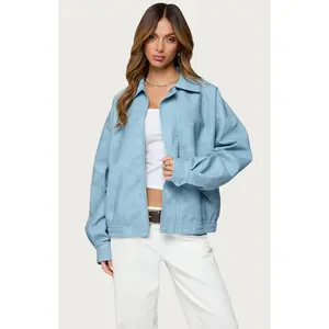 Edikted Women's Oversized Washed Faux Leather Jacket