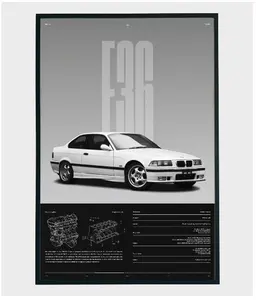 E36 Dark v.2 Poster | Physical Print | Hyper Car Poster | Super Car Print | Art Print | Poster | Home Decor | Wall Decor