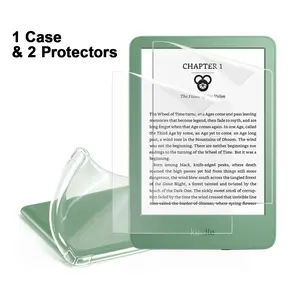 1 Case 2 Protectors for Kindle Paperwhite 11th Gen 2021 Case, Drop Proof Full Coverage Transparent Shell, Silicon Soft Protective Cover for Kindle 2020 Release