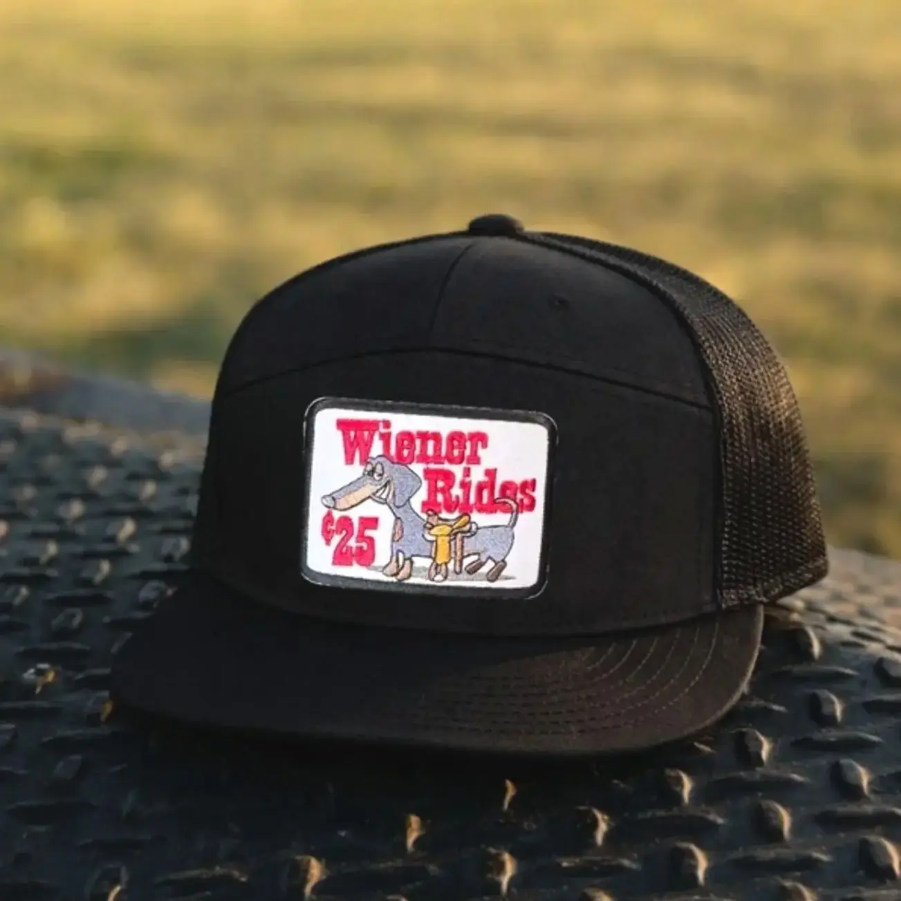 Wiener Rides 25Cents White & Black Flat Bill Snapback Hat WHX6JS
