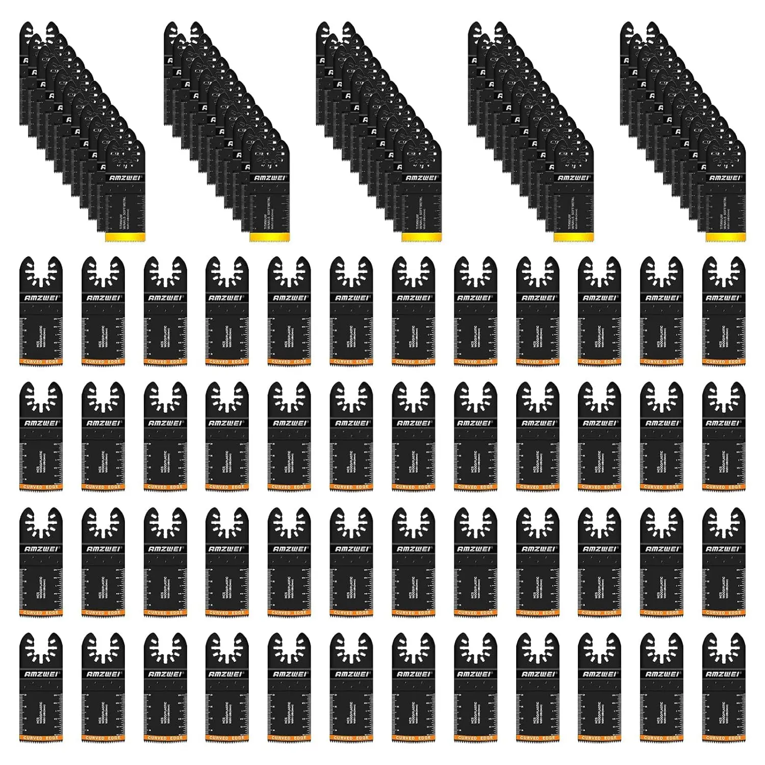 Father'sDayGift 100Pcs Titanium & HCS Oscillating Tool Blades, Professional Oscillating Saw Blades for Wood Plastic Metal Cutting, Multi Tool Blades Compatible with Dewalt Bosch Milwaukee Ryobi
