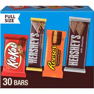 HERSHEY'S, KIT KAT, REESE'S Assorted Milk Chocolate Peanut Candies Snack Variety Box (30 Bars)