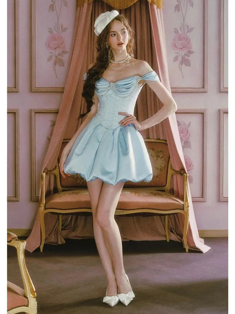 Blue Bud Corset Dress