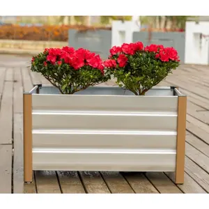 Garvee Metal Raised Bed 100 x 40 x 45 cm – Rectangular Planter Box for Outdoor Use, Vegetables, Flowers & Herbs – White, Easy Assembly, Durable & Weatherproof
