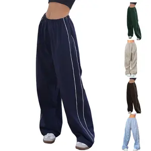 Women's TikTokShopBlackFriday  Parachute Wideleg Pants Baggy Y2K Elastic Waist Wide Leg Track Pants Trousers Casual
