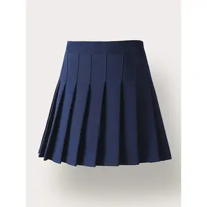 Girls' Preppy Pleated Skirt with Safety Pants - Solid Color Half-Length A-Line Skirt, Machine Washable & Dry Cleanable, No Elastic Waistband, Spring Summer Fall Party Performance Outfit for Girls