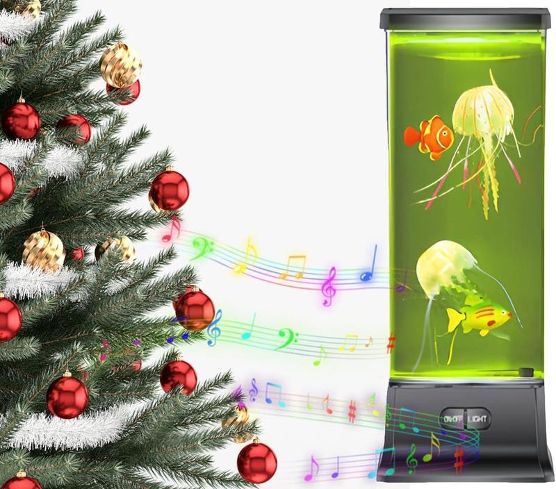 Cool Electric Jellyfish Lamp with  Speaker Music  for Boys Girls Adults Aquarium Tank Sensory Mood Night Light for Decorate Relax