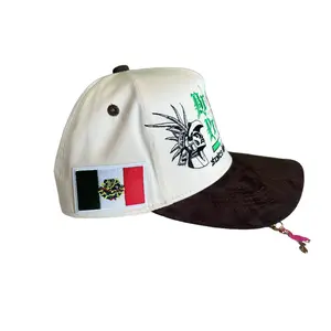 BB's Custom Wear Emblazoned Baseball Cap - Mexican National Emblem, Pride Design, "MEXICANS AIN'T GOING ANYWHERE" Text, Adjustable Flatbill Snapback, for Casual Wear