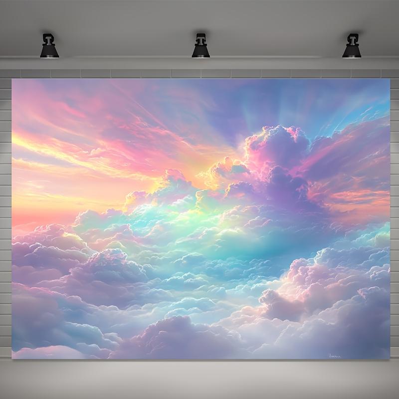 [ Dreamy Clouds Photography Backdrop] Clouds Photography Backdrop Banner, Durable Polyester, Versatile Studio Prop, General Fit, with No Electricity Required, for Booths, Events, and Parties 60X40 Colorful Tapestry Decoration Gift Hand Wall Ornaments Room