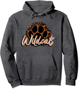 Wildcats Orange Black Cheetah School Sports Fan Team Spirit Pullover Hoodie - Briannawo Shop 58B09FYG2LX9