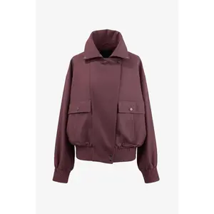 Tailored Wool Balloon Bomber Jacket - Burgundy