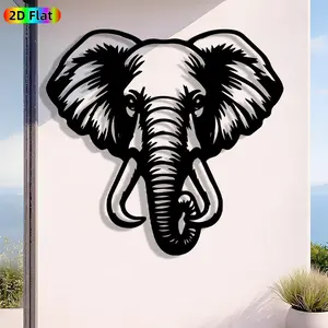 1pc Avant - Garde Elephant Head Metal Wall Art, Avant - Garde Elephant Head Statue Mural, Iron Craft, Perfect for Living Room, Garden, Zoo Corner Decor, Highquality Engraving, Intricate Craftsmanship, Christmas Decor, Ideal Gift for Nature Lovers