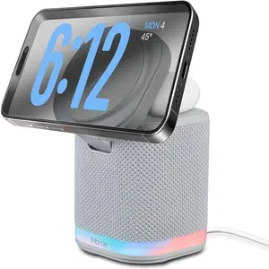 Bluetooth speaker with wireless charger charging station with color changing night light gray ipbt50g