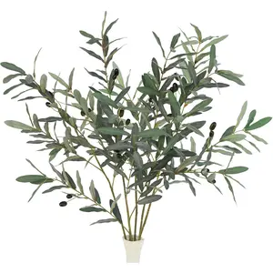 5 count Artificial Olive Branches 35 Inch - Tall Faux Greenery Stems Olive Tree Branches for Vases,  Decor, Centerpieces, Wedding & DIY Floral Arrangements