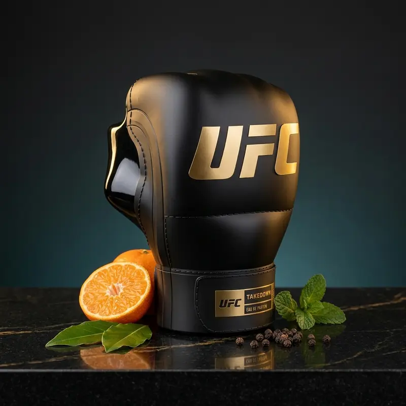 UFC Takedown - Cologne for Men - Long Lasting Marine Amber Scent - Perfume for Men with Mint Pepper Patchouli Notes in UFC Glove Bottle - 3.3 oz