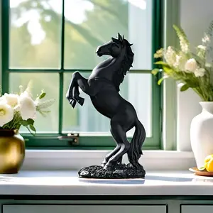 Art Deco Resin Horse Figurine, Animal Sculpture Desk Decor, Home Bar Decoration, Ideal Gift for Equestrian Lovers