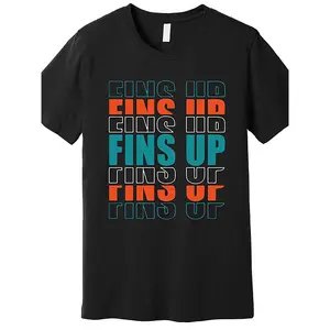 Dolphin Fin Up, Miami Fan Gift, Sports Premium T-Shirt 603450, Fun Men's Short Sleeve Pattern T-Shirt Collection, Black TT2