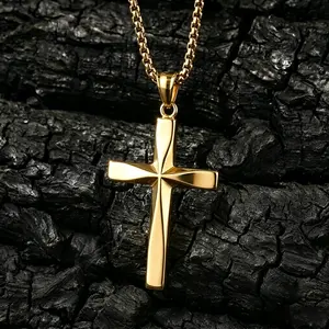 Cross Necklace Unisex Stainless Steel Simple Cross Pendant Minimalist Christian Jewelry Religious Gift for Boys Girls