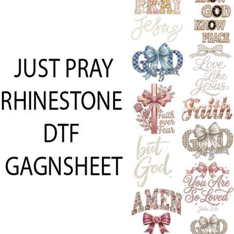 Just pray rhinestone dtf gangsheet for shirt making