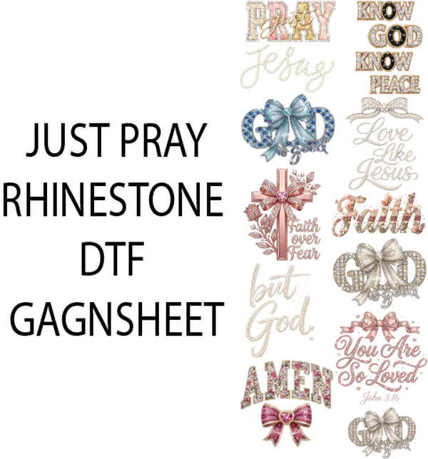 Just pray rhinestone dtf gangsheet for shirt making