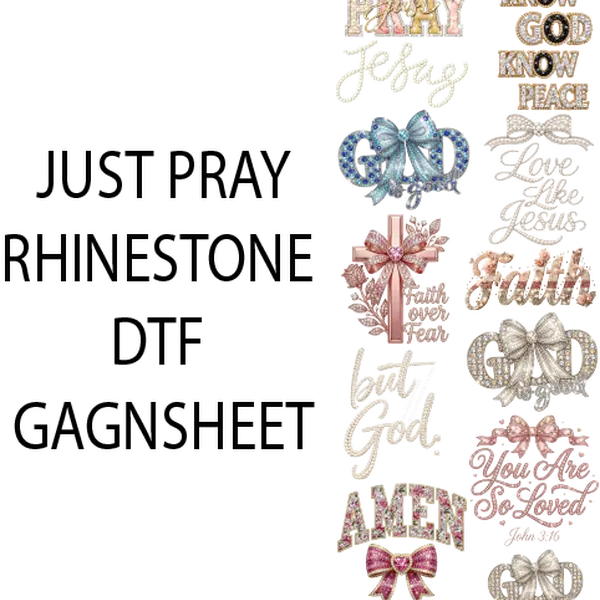 Just pray rhinestone dtf gangsheet for shirt making