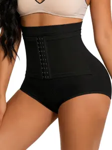 1 Count Women's Adjustable Row Hook Closure Bottoms, High Waist Solid Color Shapewear Shorts, Fajas, Double Compression Shaper Panty, Tummy Control Butt Lifting Shaping Panties, Suitable For Training, Sports, Casual Outings