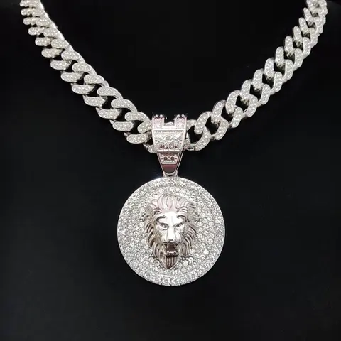 Fashion Lion Head Design Pendant Necklace, Rhinestone Decor Necklace for Party, Daily Decor, Trendy All-match & Exquisite Jewelry for Birthday Gift, Decorative Shining Necklace