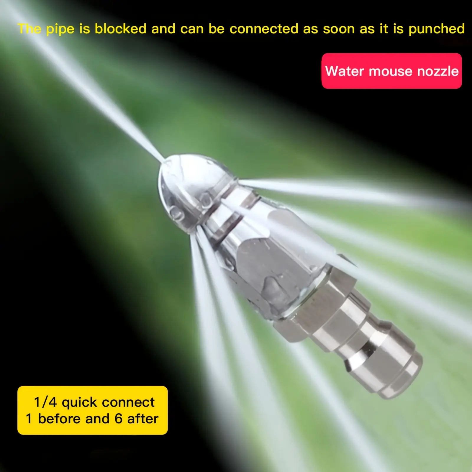 Sewer Cleaning Tool High-pressure Nozzle& 5000 PSI Sewer Jetter Nozzle& Stainless Steel Pressure Washer Drain Jetter Hose Nozzle Tools with 1/4" Quick