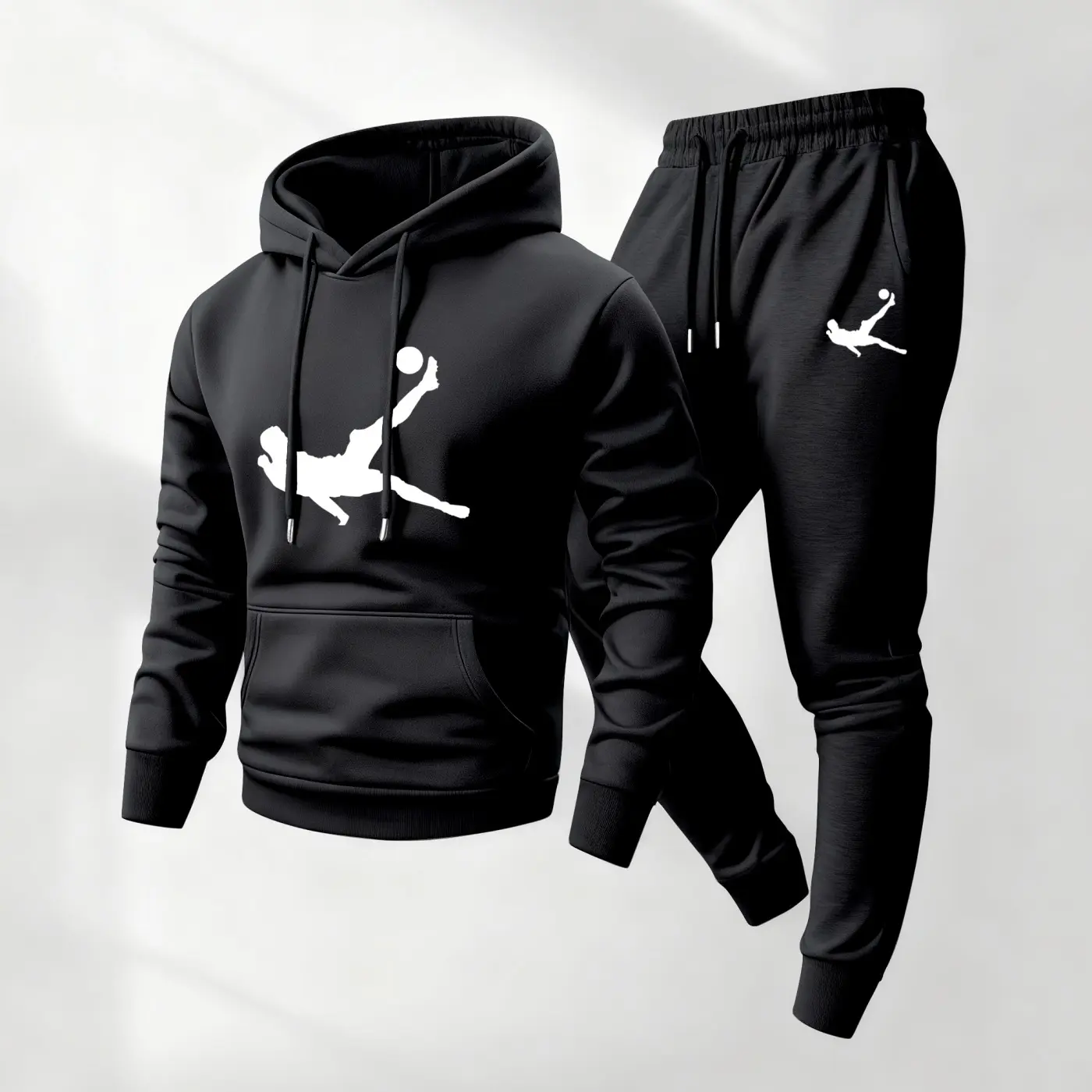 Men's Iconic Scene Print Hoodie and Drawstring Sweatpants Set, Menswear, Casual Athletic Long Sleeve Hooded Jacket & Trousers for Fall & Winter, Men's Clothing for Daily Wear, Sportswear Indoor Outdoor, Tracksuit, Athleisure Summer Clothes