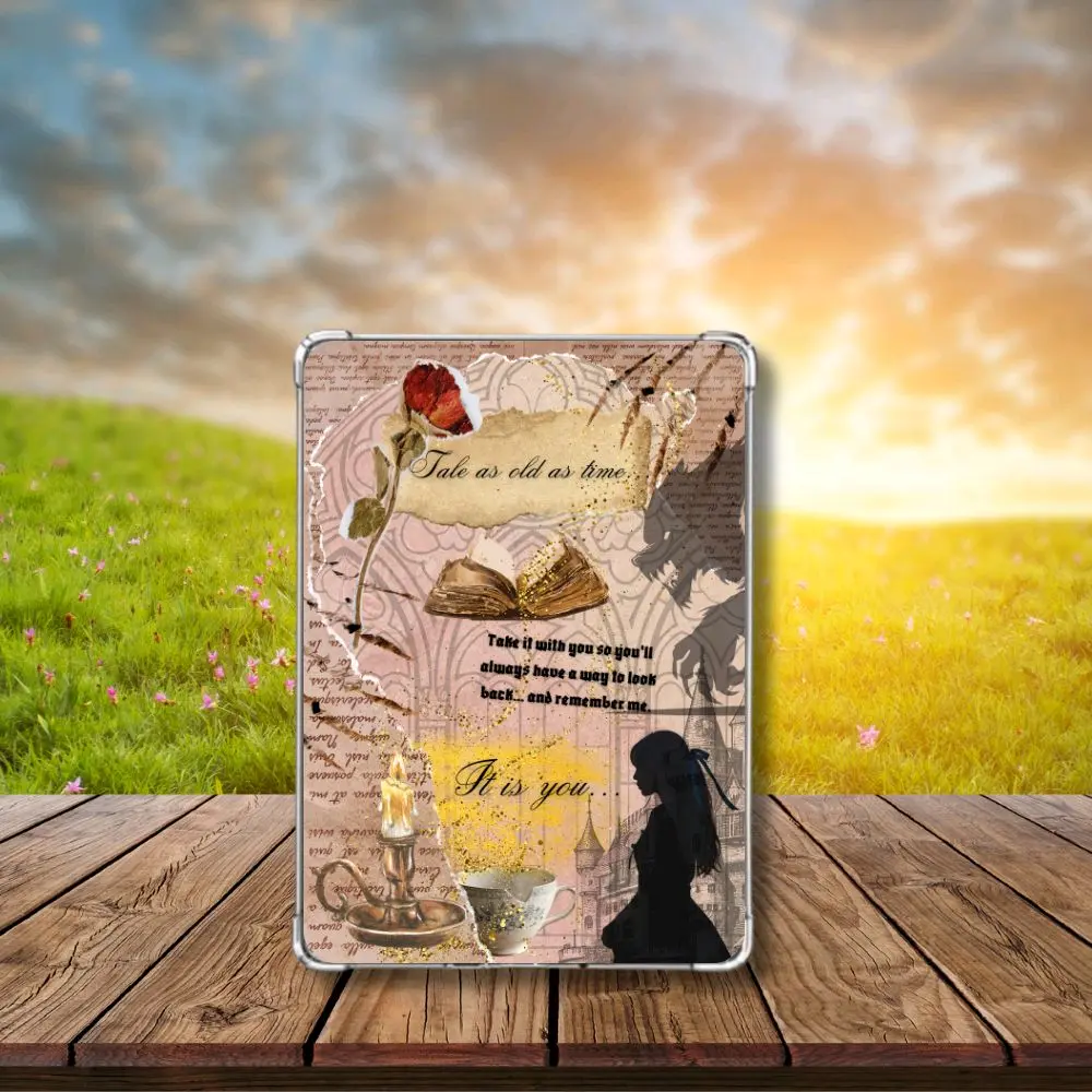 Vintage Fairy Tale Kindle Insert | Belle Inspired E-Reader Insert | Enchanted Library Aesthetic | Romantasy Kindle Insert for Clear Case