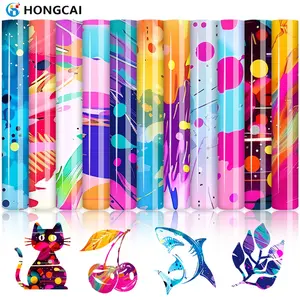 Vibrant Colorful Ink Abstract Art Heat Transfer Vinyl Sheets Set of 10, High-Quality Easy Transfer Design, Long-Lasting Colors