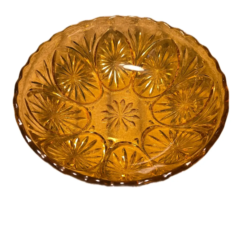 Anchor Hocking Amber Stars and Bars Candy Bowl Dish 27BGE
