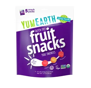 YumEarth Organic Fruit Snacks, Fruit Flavored Snack Packs, Allergy Friendly, Gluten Free, Non-GMO, Vegan, No Artificial Flavors or Dyes (5 Snack Packs)