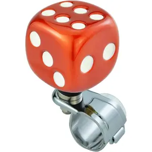 Dice Shape Steering Wheel Assist Knob Resin Car Suicide Spinner for Most Manual Automotive Tractors (Orange, White)