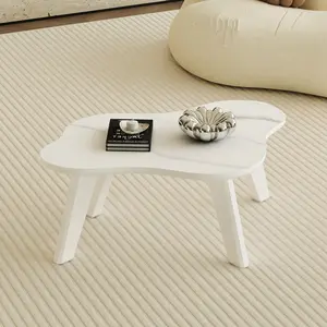 (High end and high-quality Computer desk)Modern minimalist white imitation marble table top. Solid wood legs, cloud shape to give you a new experience, computer desk. The game table. Suitable for dining and living rooms.W1512P 285259