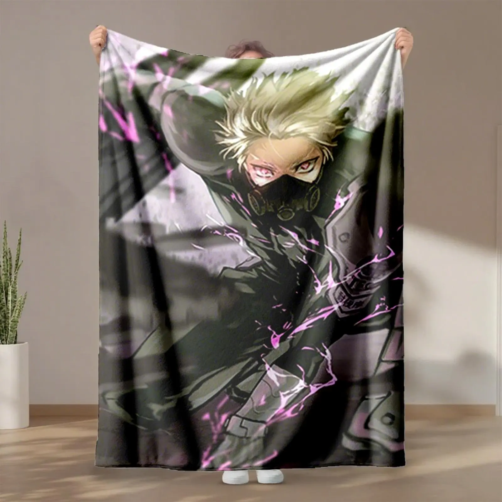 1 piece Bakugo Katsuki battle scene from "My Hero Academia" themed flannel blanket - Modern-style flannel blanket, suitable for sofas and beds, all-season use, super soft and comfortable, digital printing, 100% polyester material, machine washable